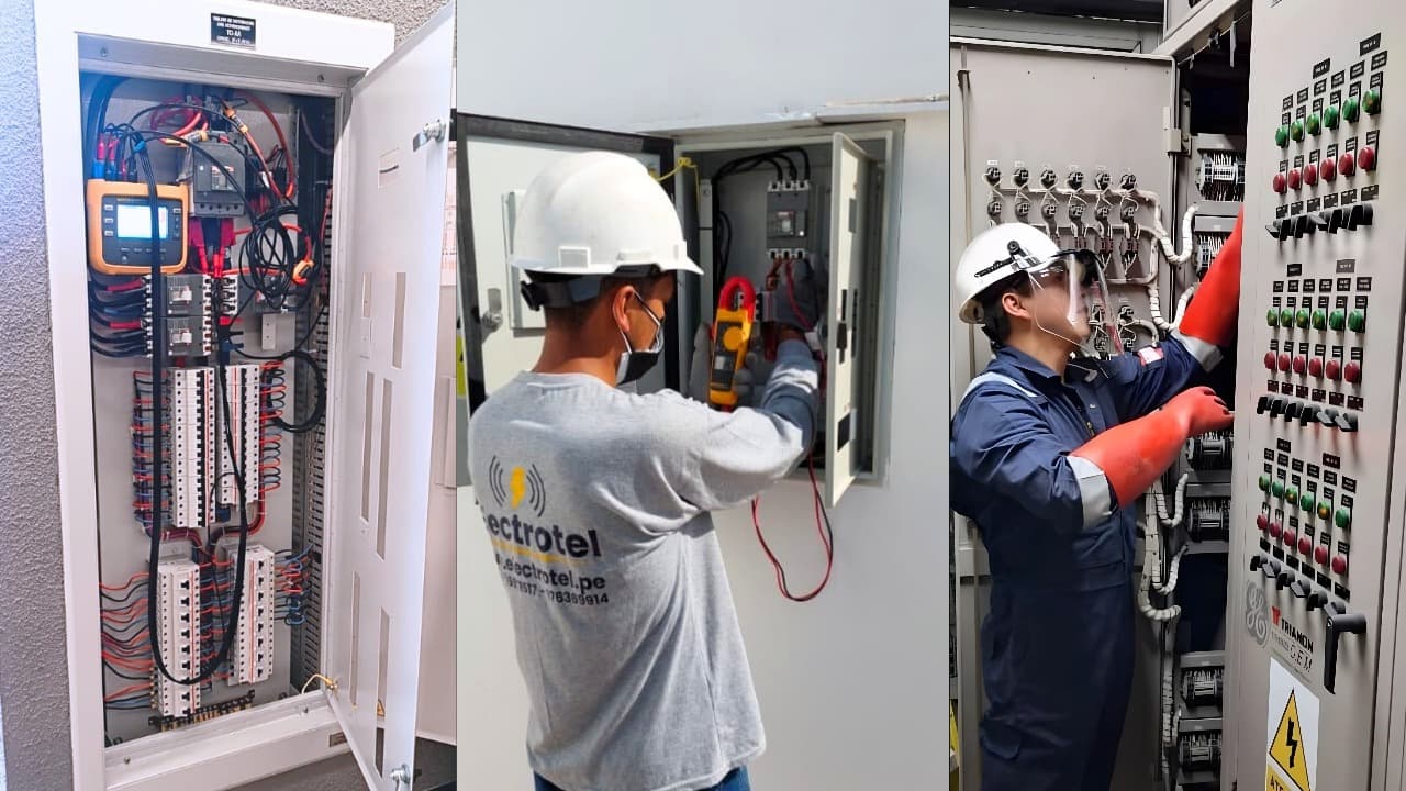 Ingenieros de Electrotel instalando sistemas eléctricos industriales